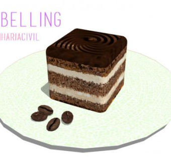 咖啡豆和巧克力蛋糕甜品SU模型下载_sketchup草图大师SKP模型