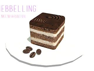 咖啡豆和巧克力蛋糕甜品SU模型下载_sketchup草图大师SKP模型