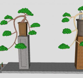 盆景状瀑布花架SU模型下载_sketchup草图大师SKP模型