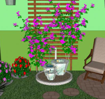 冬季花园景观花架SU模型下载_sketchup草图大师SKP模型