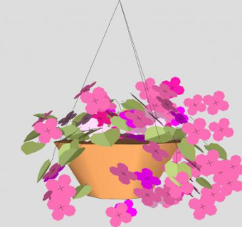 吊篮花架植物SU模型下载_sketchup草图大师SKP模型