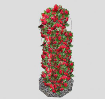 玫瑰丛花架植物SU模型下载_sketchup草图大师SKP模型