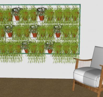 花架垂直花园植物SU模型下载_sketchup草图大师SKP模型