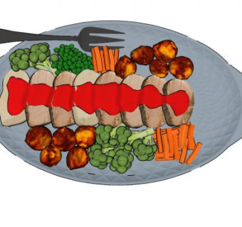 西式肉类豆类蔬菜晚餐SU模型下载_sketchup草图大师SKP模型