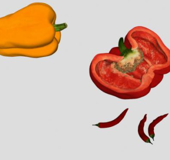 橙色红色灯笼椒SU模型下载_sketchup草图大师SKP模型