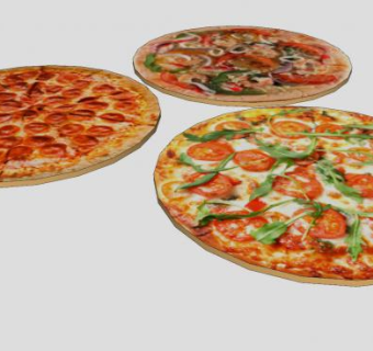 三个口味意大利披萨饼SU模型下载_sketchup草图大师SKP模型