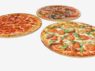 三个口味意大利披萨饼SU模型下载_sketchup草图大师SKP模型