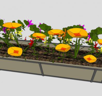 花盒花架植物SU模型下载_sketchup草图大师SKP模型