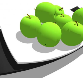 盘子上的7个青苹果SU模型下载_sketchup草图大师SKP模型