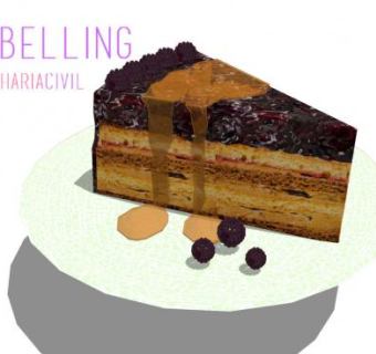 覆盆子果酱蛋糕切件SU模型下载_sketchup草图大师SKP模型