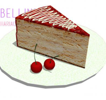 樱桃味蛋糕切件SU模型下载_sketchup草图大师SKP模型