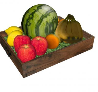 方形木盒中的水果SU模型下载_sketchup草图大师SKP模型