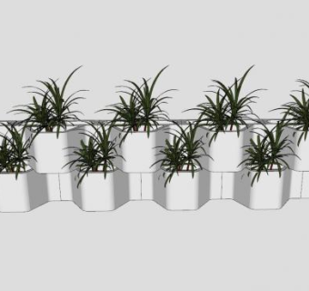 垂直花园白色植物SU模型下载_sketchup草图大师SKP模型