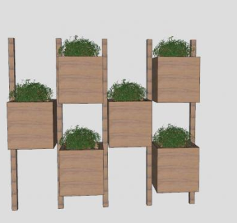 木质花架植物SU模型下载_sketchup草图大师SKP模型