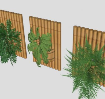 竹墙植物花架SU模型下载_sketchup草图大师SKP模型