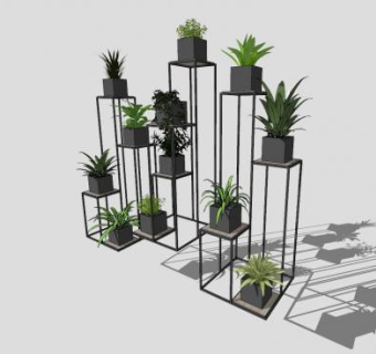 挂着花站花架SU模型下载_sketchup草图大师SKP模型
