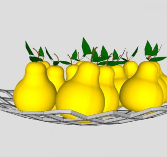 果盘上的香蕉梨SU模型下载_sketchup草图大师SKP模型