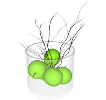 装饰苹果和树枝SU模型下载_sketchup草图大师SKP模型