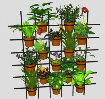 绿色植物墙花架SU模型下载_sketchup草图大师SKP模型
