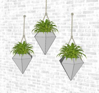 花瓶装饰植物SU模型下载_sketchup草图大师SKP模型