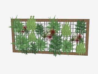 <em>垂直</em>花园木质植物SU模型下载_sketchup草图大师SKP模型