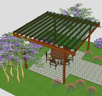 花园遮阳板植物SU模型下载_sketchup草图大师SKP模型