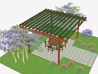 花园遮阳板植物SU模型下载_sketchup草图大师SKP模型