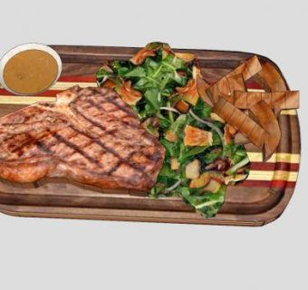 牛排蔬菜晚餐SU模型下载_sketchup草图大师SKP模型