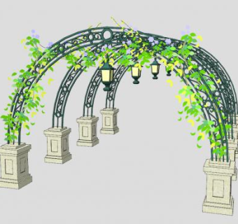 简欧花架植物SU模型下载_sketchup草图大师SKP模型