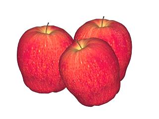 三个红色苹果SU模型下载_sketchup草图大师SKP模型
