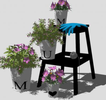 植物绿色支架SU模型下载_sketchup草图大师SKP模型