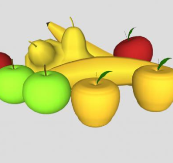 三色苹果香蕉梨水果SU模型下载_sketchup草图大师SKP模型