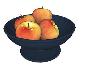 果盆中的四个<em>苹果</em>SU模型下载_sketchup草图大师SKP模型