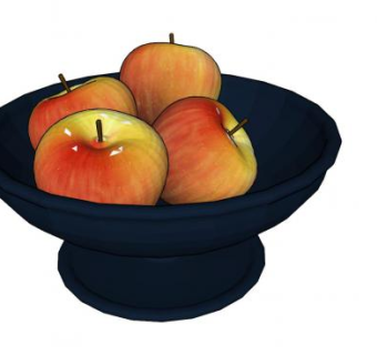 果盆中的四个苹果SU模型下载_sketchup草图大师SKP模型