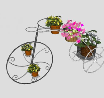 花盆植物花架SU模型下载_sketchup草图大师SKP模型