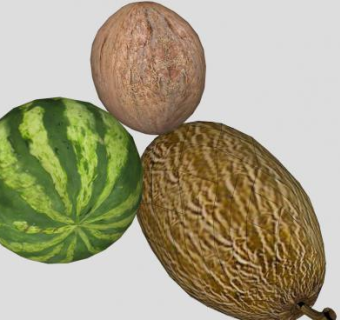 三个瓜类水果SU模型下载_sketchup草图大师SKP模型