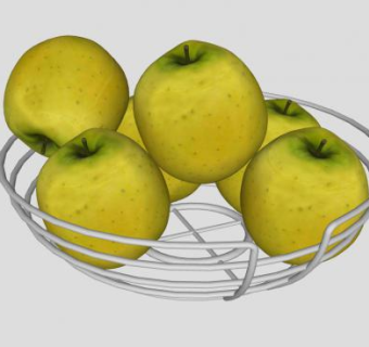 金属果盆和水果梨SU模型下载_sketchup草图大师SKP模型
