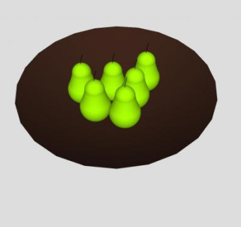 盘中的六个水果梨SU模型下载_sketchup草图大师SKP模型