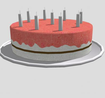生日蛋糕和蜡烛SU模型下载_sketchup草图大师SKP模型