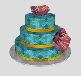 奢华的三层鲜花蛋糕SU模型下载_sketchup草图大师SKP模型