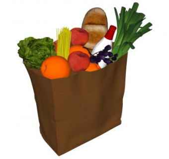 纸购物袋中的蔬果面包SU模型下载_sketchup草图大师SKP模型