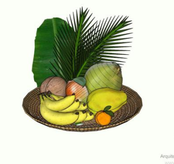 编织果盆中的巴伊亚水果SU模型下载_sketchup草图大师SKP模型