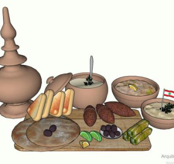 阿拉伯食物SU模型下载_sketchup草图大师SKP模型