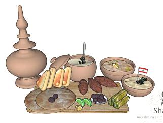阿拉伯食物SU模型下载_sketchup草图大师SKP模型