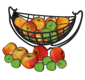 铁艺摇篮果盆苹果SU模型下载_sketchup草图大师SKP模型