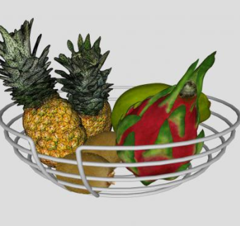 金属果盆中的水果SU模型下载_sketchup草图大师SKP模型