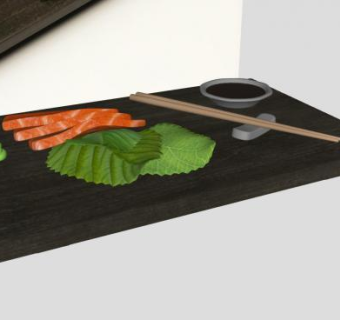 日式三文鱼生鱼片SU模型下载_sketchup草图大师SKP模型