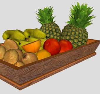 长型木盘上的水果SU模型下载_sketchup草图大师SKP模型