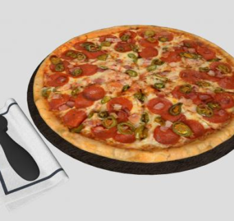 香肠披萨饼和器具SU模型下载_sketchup草图大师SKP模型