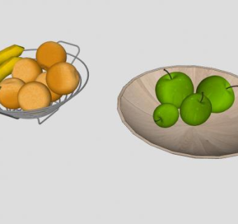 水果盆和水果SU模型下载_sketchup草图大师SKP模型